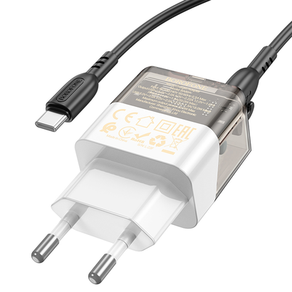 СЗУ Borofone BA80A 1USB QC3.0 + 1Type-C PD 20W быстрая зарядка для Type-C Type-C 1м