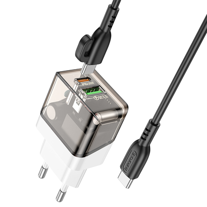 СЗУ Borofone BA80A 1USB QC3.0 + 1Type-C PD 20W быстрая зарядка для Type-C Type-C 1м