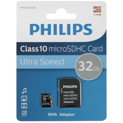 Карта памяти 32Gb PHILIPS microSDHC Class 10 FM32MA45B/97