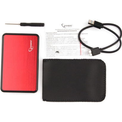 Внешний корпус 2.5'' Gembird EE2-U3S-61, красный металлик, USB 3.0, SATA, нержавеющая сталь