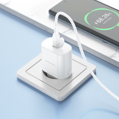 СЗУ Borofone BA82A Platinum single port + Type C - Type C PD25W charger(EU) (белый)