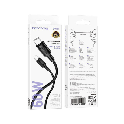 Кабель Borofone BX111 для Type-C Type-C 60W, 1м (черный)