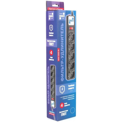 Сетевой фильтр Power Cube 5.0м черный, SPG5-C5