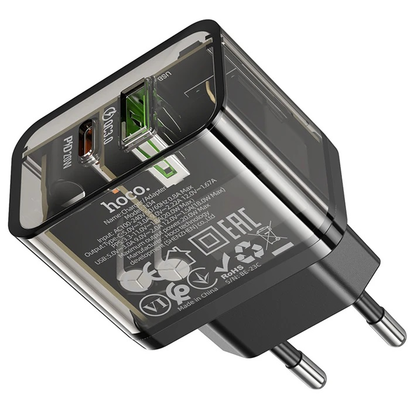 СЗУ HOCO N34 Dazzling dual-port USB-A+Type-C PD20W, черный